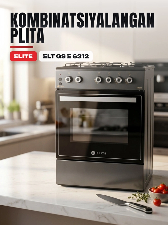 Elite GS-E6312 gaz plitasi, gaz gorelkalari: 3, elektr 1 - 
