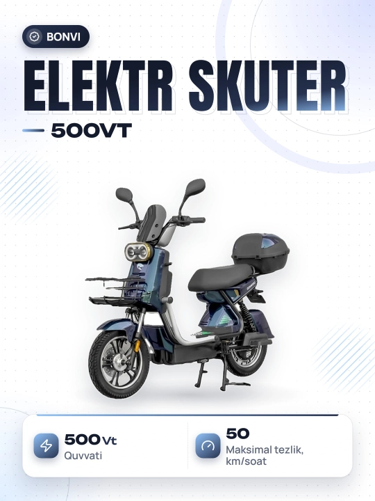 Elektr skuter Soca-disk R-16, 500 Vt, 50 km/soat, 50-60 km/soat - 