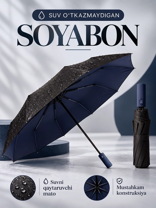 Soyabon, zontik avtomat, ikki tomonlama, ixcham va chidamli - 