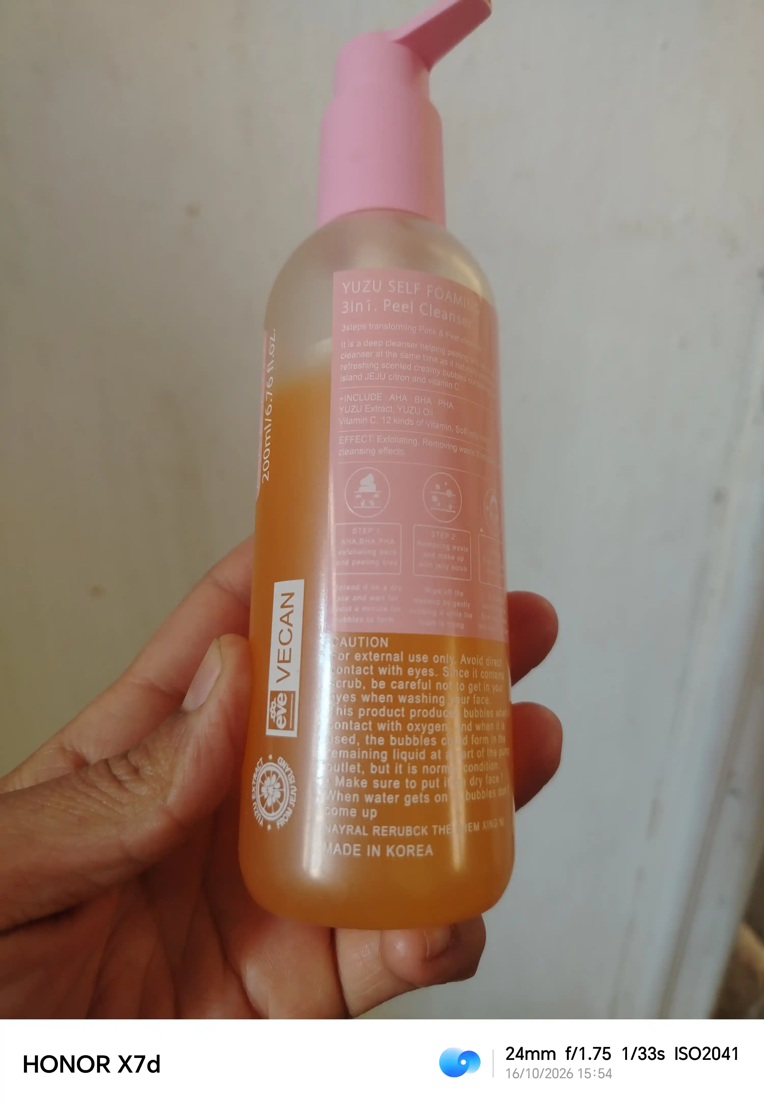 LalARECIPE 3 ta 1 da yuz uchun o‘z-o‘zidanko‘piklanuvchi tozalovchi vosita, piling, 200 ml