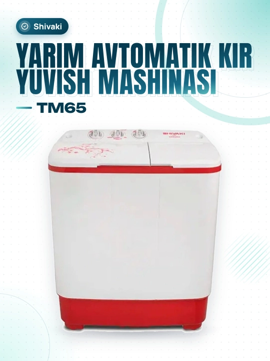 Yarim avtomatik kir yuvish mashinasi Shivaki TM65 - 