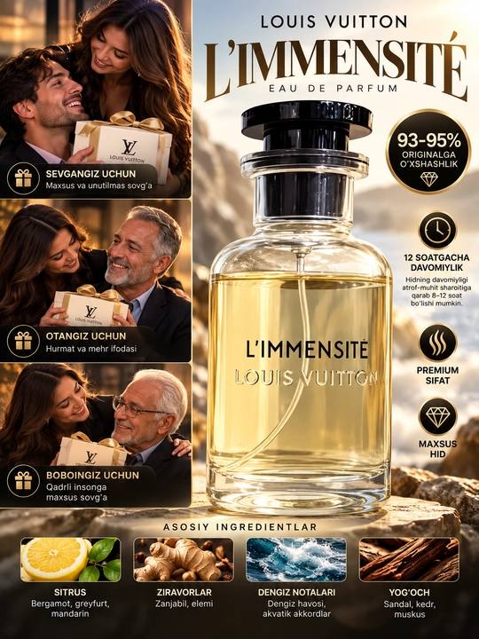 Erkaklar atiri LOUIS VUITTON L’IMMENSITE 100 ml Erkaklar uchun atir erkaklar parfum suvi