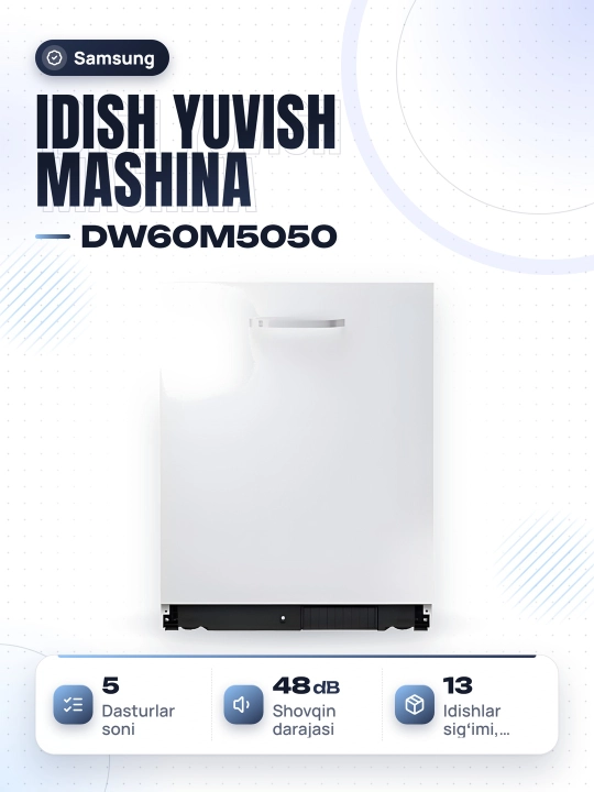 Idish yuvish mashinasi Samsung DW60M5050, 13 dona - 