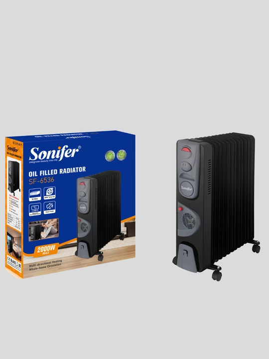 Sonifer SF-6536 elektr moyli radiator, 2000 Vt, 13 seksiyali polga o’rnatiladigan isitgich