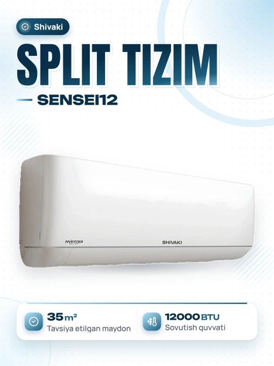 Devorga o'rnatilgan konditsioner Shivaki Sensei 12 Inverter - 