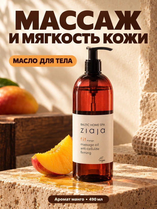 Массажное масло для тела антицеллюлитное Ziaja Baltic Home Spa Fit, манго, 490 мл