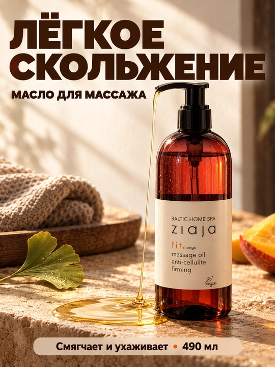 Массажное масло для тела антицеллюлитное Ziaja Baltic Home Spa Fit, манго, 490 мл