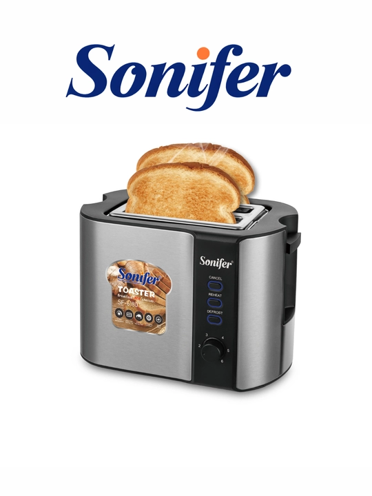 Sonifer SF-6180 — 2 bo‘limli, 800 Vt elektr non qizartirgich (toster)