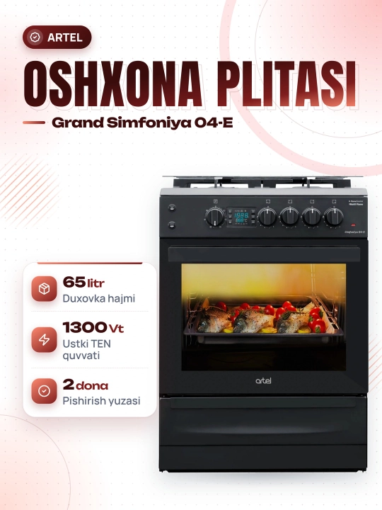 Gaz plitasi ARTEL Simfoniya 04-E, qora - 