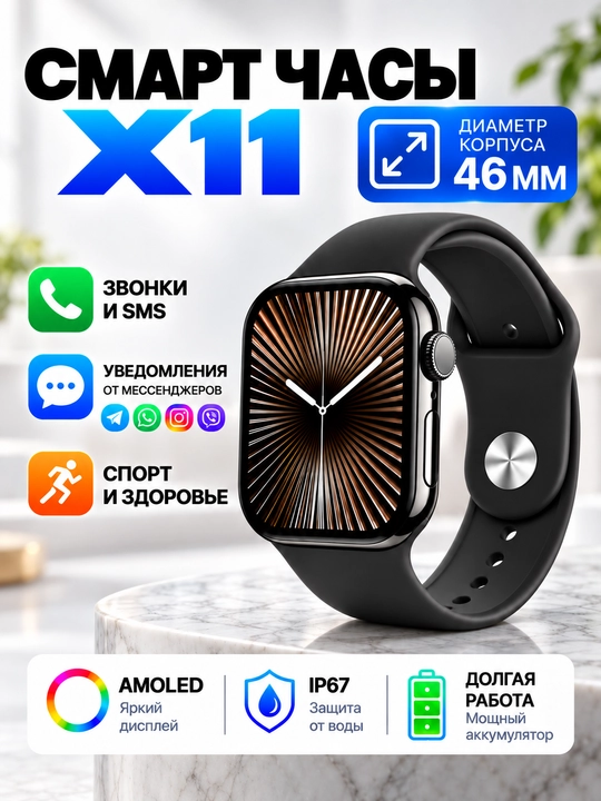 Смарт-часы Series 11 Max для мужчин и женщин, умные часы, Bluetooth, звонки и уведомления - 