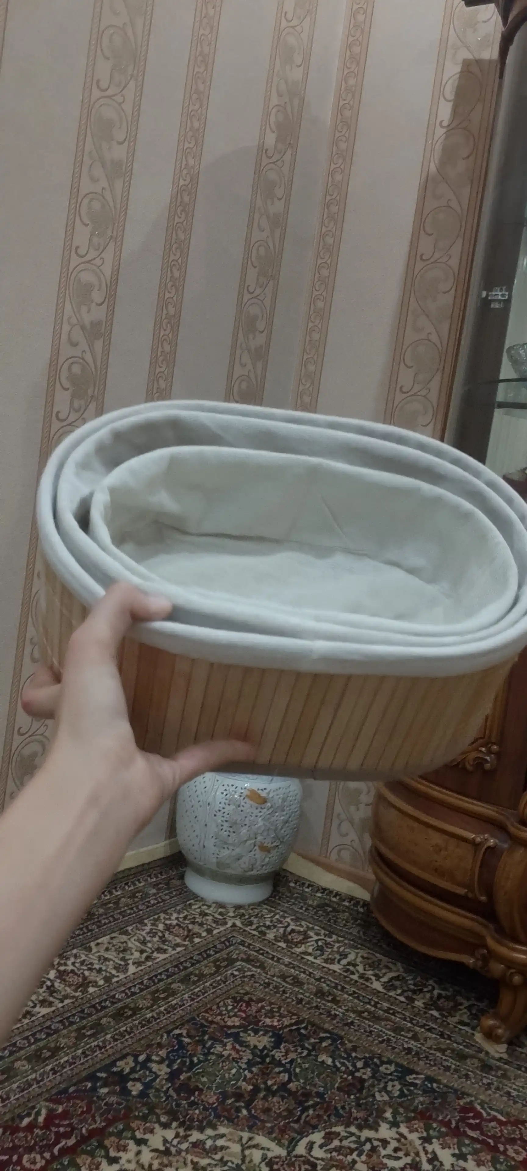 Набор из 3 плетеных бамбуковых корзин, для хранения, для ванной и кухни