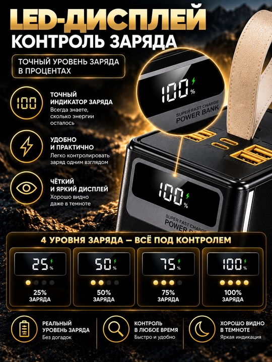 Telefon uchun tashqi Power Bank batareyasi, portativ quvvatlash qurilmasi, tez quvvatlash