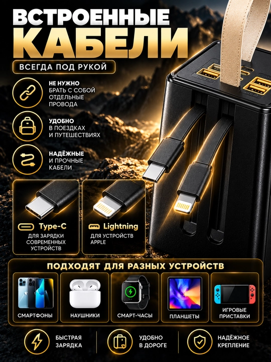 Telefon uchun tashqi Power Bank batareyasi, portativ quvvatlash qurilmasi, tez quvvatlash