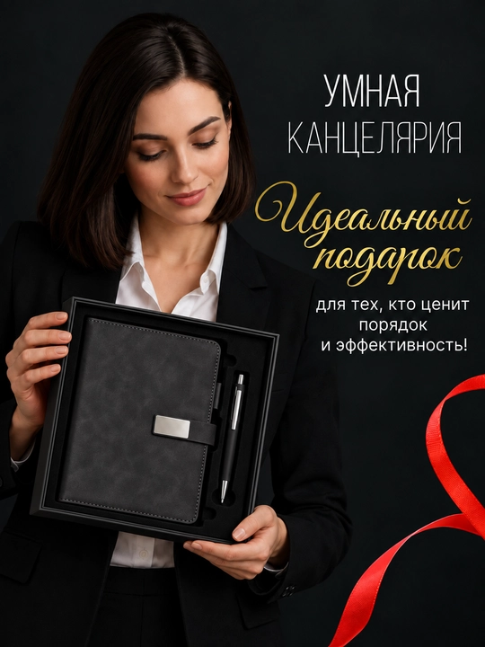 Kundalik va ruchkali sovg‘a to‘plami, qutida, qizil - 