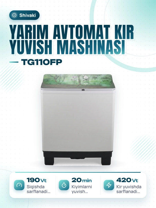 Kir yuvish mashinasi yarim avtomatik Shivaki TG110FP Nature 01 - 