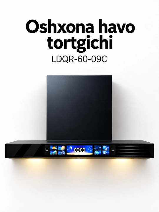 LDQR-60-09C oshxona havo tortgichi, 1200 m³/soat, DC inverter, sensorli, qora - 