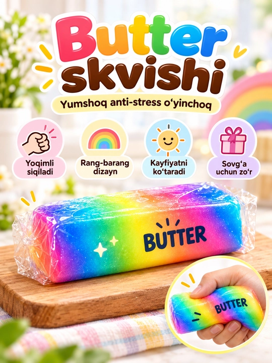 Squishy stressga qarshi moyi, stressdan xalos bo‘lish uchun yumshoq skvishi o‘yinchog‘i - 