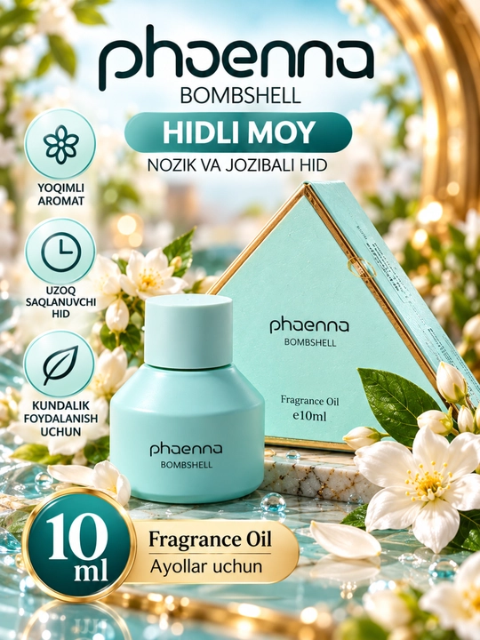 Phaenna Bombshell intim xushbo‘y atir moyi ayollar uchun, 10 ml, ixcham atir