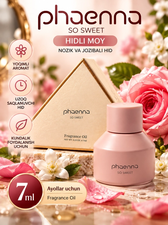 Phaenna Bombshell intim xushbo‘y atir moyi ayollar uchun, 10 ml, ixcham atir