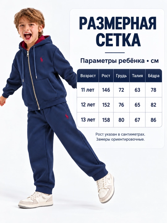 Спортивка для мальчика с начёсом, тёплый костюм-двойка, трехнитка