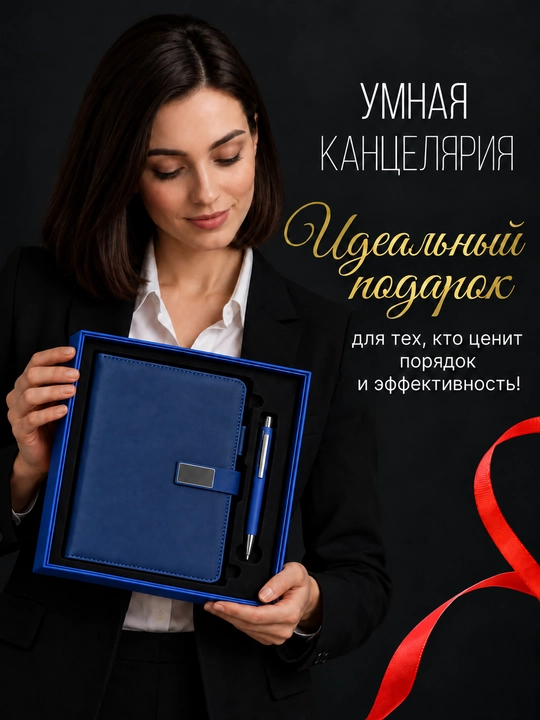 Kundalik va ruchkali sovg‘a to‘plami, qutida, qizil - 