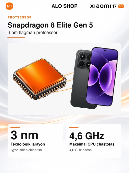 Smartfon Xiaomi 17 5G, Leica 50 MP, 6,3″ OLED 120 Hz, 6330 mAh, 100 W