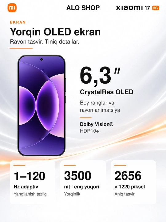 Smartfon Xiaomi 17 5G, Leica 50 MP, 6,3″ OLED 120 Hz, 6330 mAh, 100 W