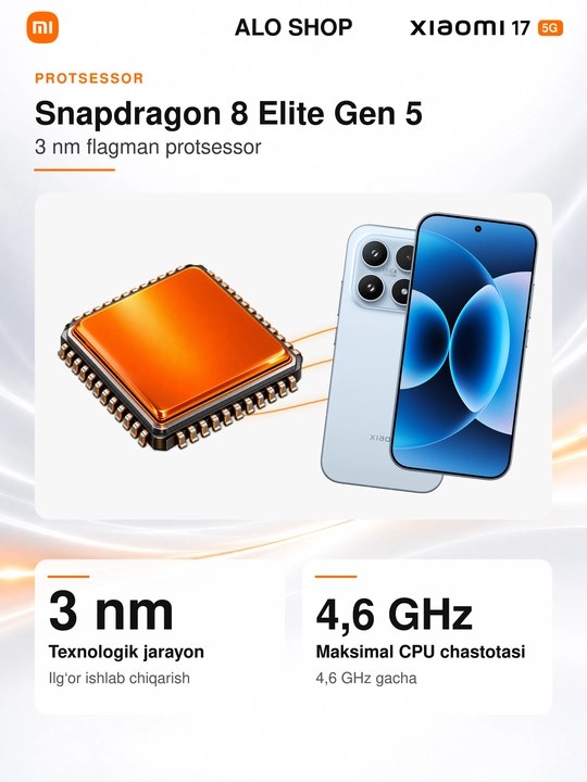 Smartfon Xiaomi 17 5G, Leica 50 MP, 6,3″ OLED 120 Hz, 6330 mAh, 100 W