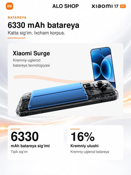 Smartfon Xiaomi 17 5G, Leica 50 MP, 6,3″ OLED 120 Hz, 6330 mAh, 100 W