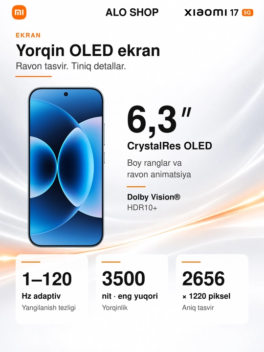Smartfon Xiaomi 17 5G, Leica 50 MP, 6,3″ OLED 120 Hz, 6330 mAh, 100 W