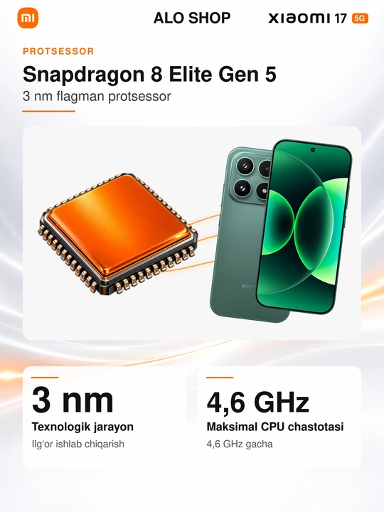 Smartfon Xiaomi 17 5G, Leica 50 MP, 6,3″ OLED 120 Hz, 6330 mAh, 100 W