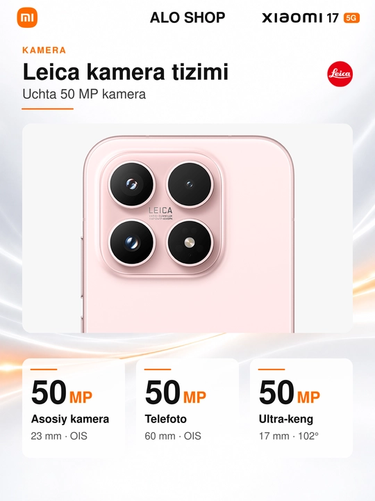 Smartfon Xiaomi 17 5G, Leica 50 MP, 6,3″ OLED 120 Hz, 6330 mAh, 100 W