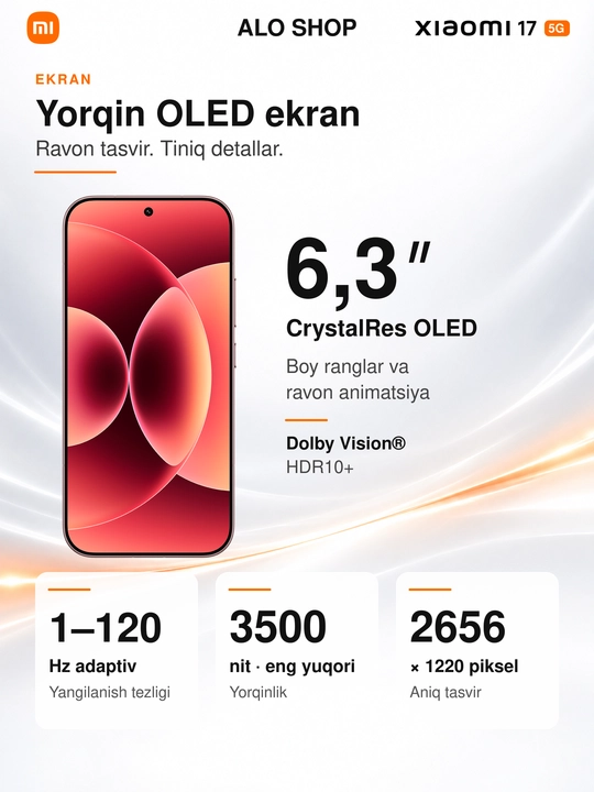 Smartfon Xiaomi 17 5G, Leica 50 MP, 6,3″ OLED 120 Hz, 6330 mAh, 100 W