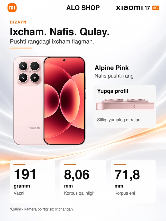 Smartfon Xiaomi 17 5G, Leica 50 MP, 6,3″ OLED 120 Hz, 6330 mAh, 100 W
