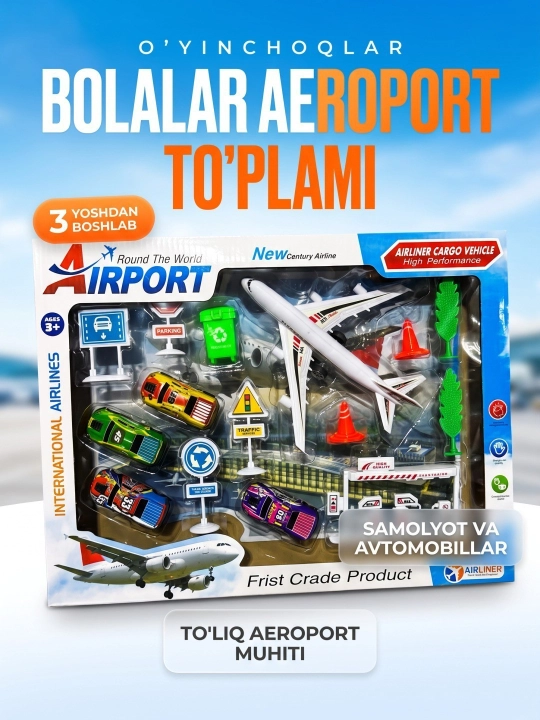 Bolalar uchun aeroport o'yin to'plami samolyot bilan - 