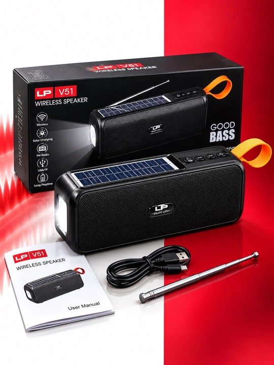 Mini Bluetooth kolonka, FM radio, USB xotira karta va fonar bor, quyoshdan zaryad, kalonka