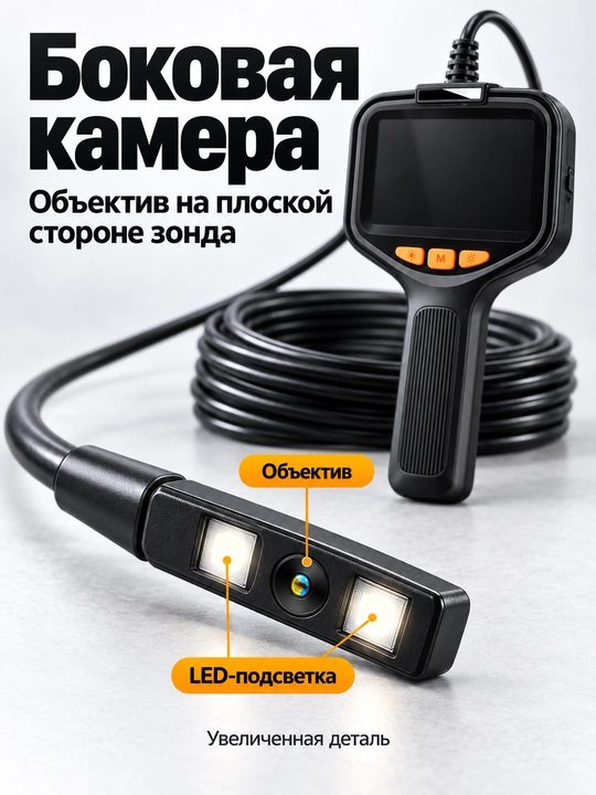 Эндоскоп с экраном 4,3″, техническая камера 1080P 8 мм для труб и автомобиля