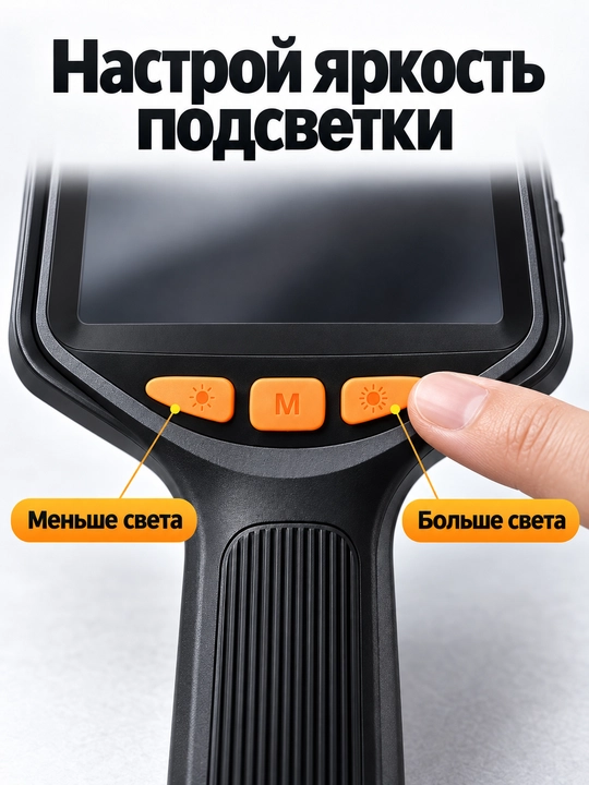 Эндоскоп с экраном 4,3″, техническая камера 1080P 8 мм для труб и автомобиля