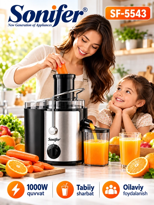 Onifer SF-5543 1000 Vt - uy uchun meva va sabzavotlar uchun elektr sharbat siqgich