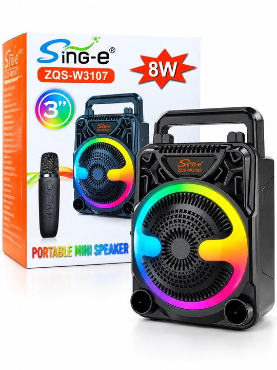 Portativ kolonka Sing-e ZQS-W3107, RGB yoritish va mikrofon bilan - 