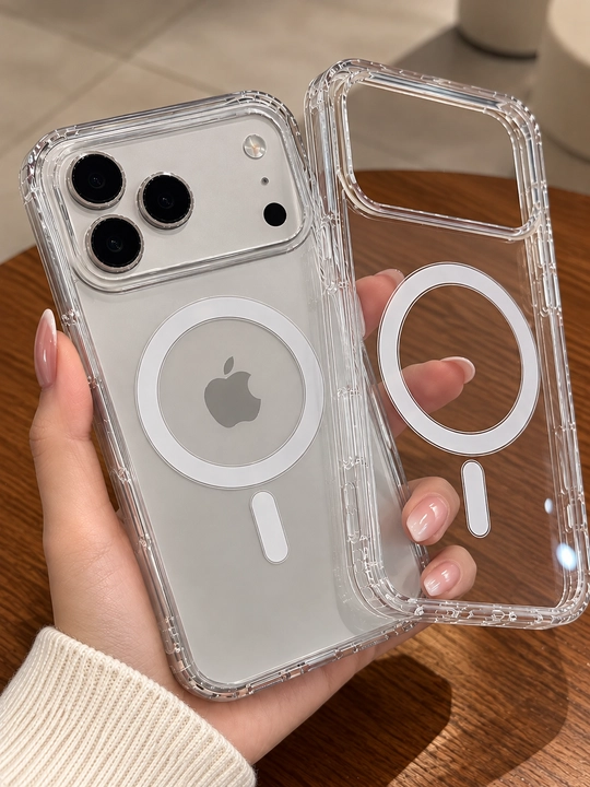 IPhone uchun magnitli shaffof g‘ilof, MagSafe halqali