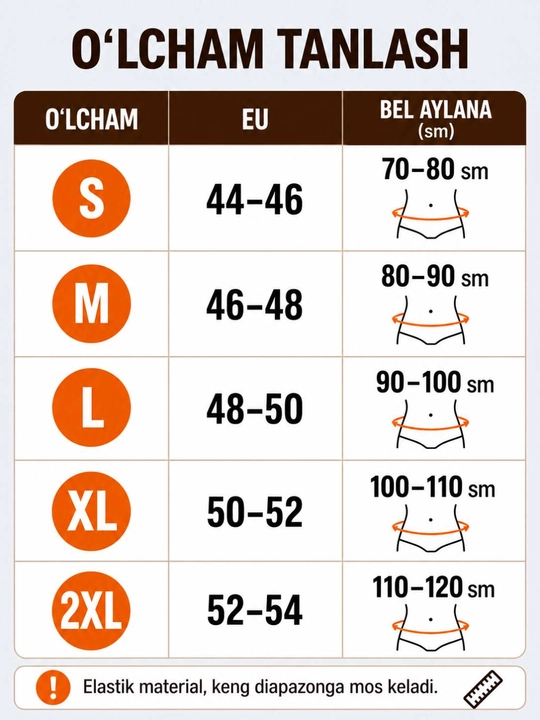 Deniz Flex bel uchun isituvchi kamar-bandaj, unisex, o‘lchamlari S-XXL