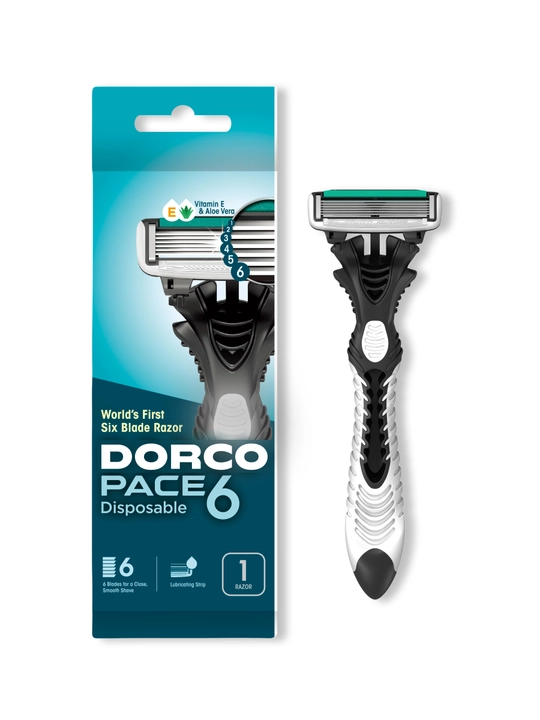 Бритва одноразовая DORCO PACE 6, в мягкой упаковке, 1 шт - 