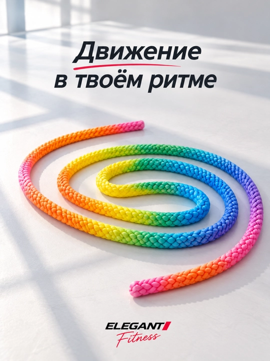 Скакалка для художественной гимнастики нейлоновая с петлёй, яркие цвета