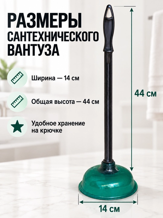 Вантуз сантехнический для раковины и ванны с Т-образной ручкой