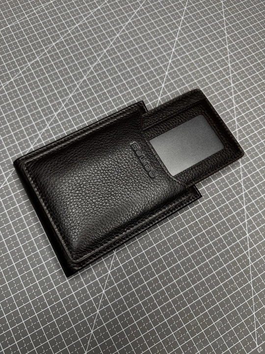 Erkaklar hamyoni, bifold, portmone Solido tabiiy charmdan