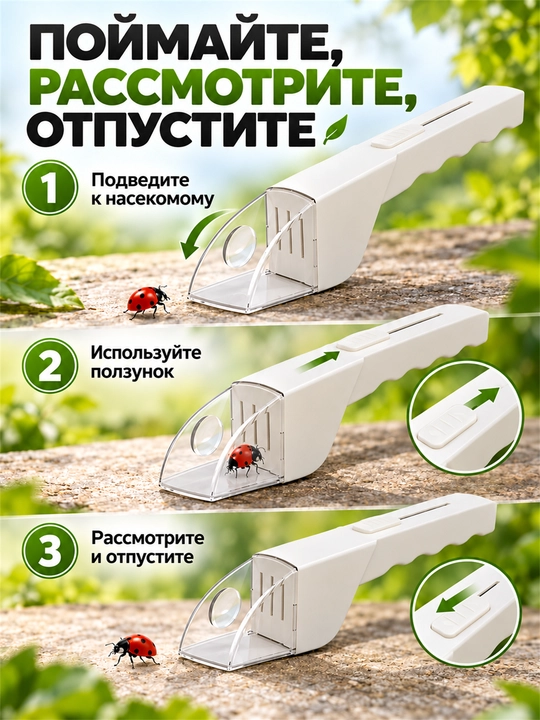 Ловушка для насекомых с увеличительным стеклом для детей, безопасный ручной ловец