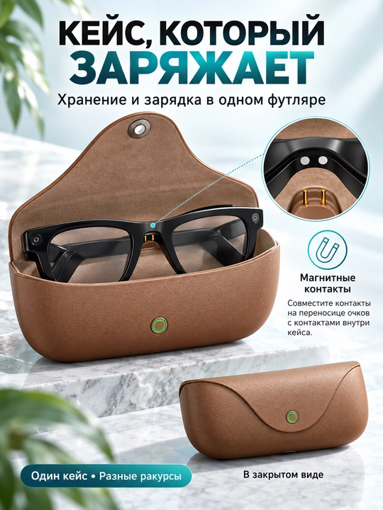 MT5 Ultra aqlli ko‘zoynak, zaryadli keys bilan, 8 MP kamera, AI va tarjima