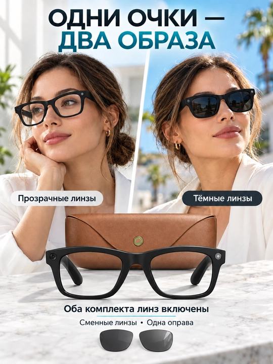 MT5 Ultra aqlli ko‘zoynak, zaryadli keys bilan, 8 MP kamera, AI va tarjima