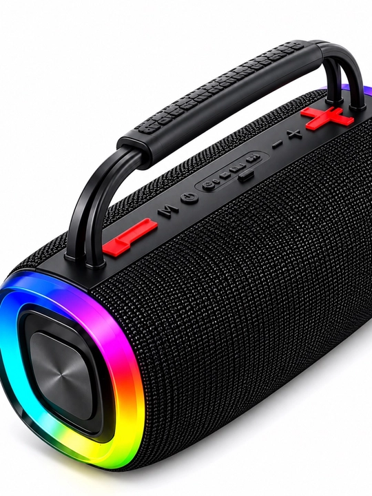 Simsiz mini Bluetooth kalonka, RGB LED chiroqli, tutqichli portativ musiqa kolonkasi